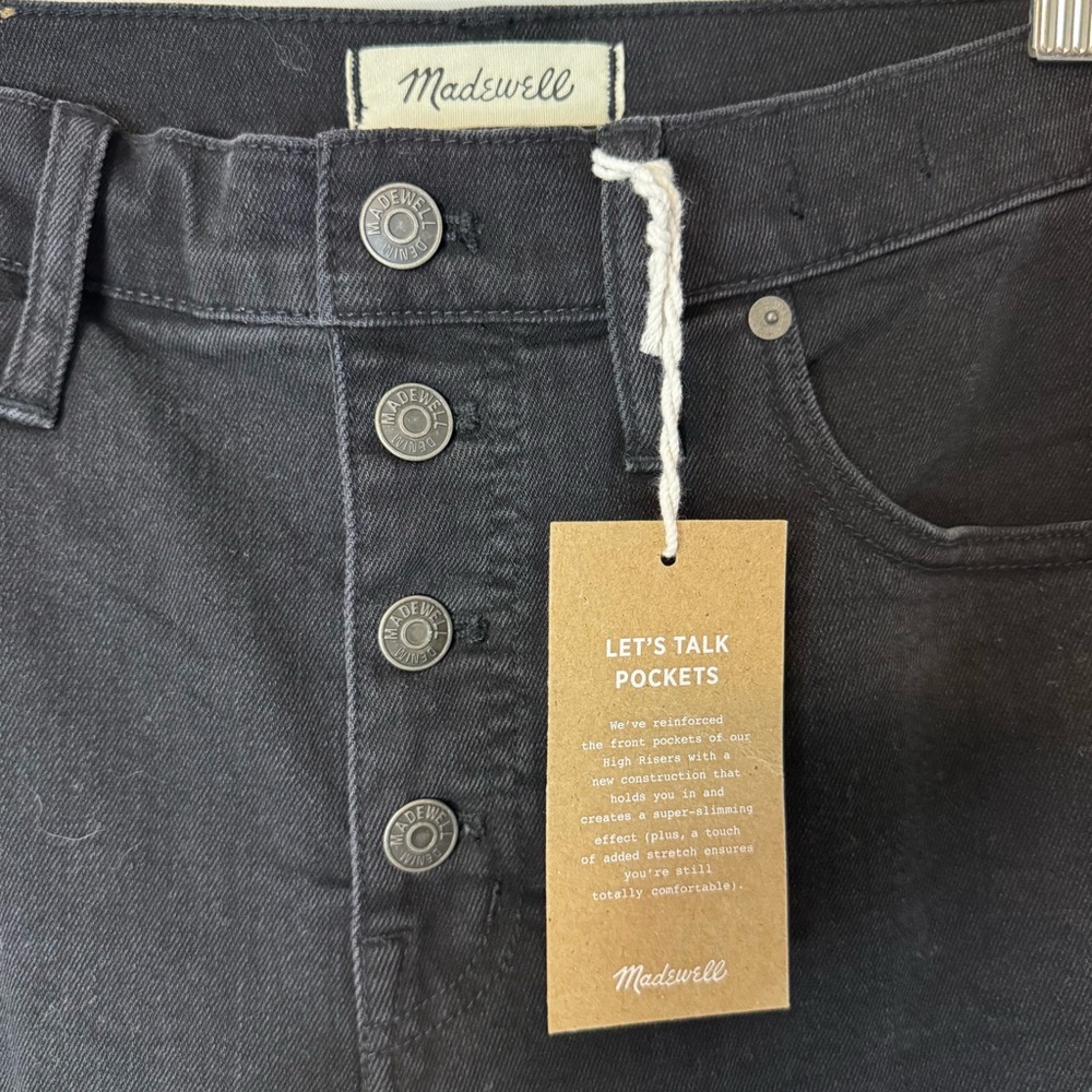 Madewell Black Wide Leg Crop Jeans Size 30P - Picture 3 of 7